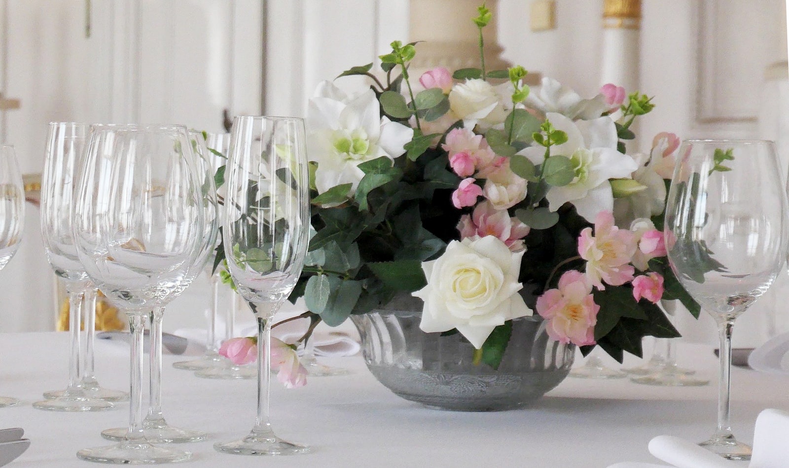 Ballroom wedding floral styling